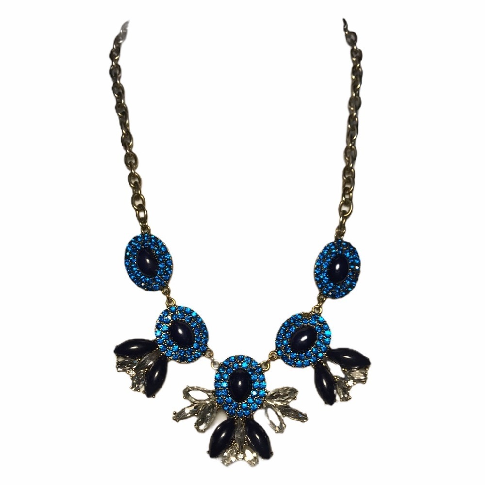J Crew Blue Crystal Statement Necklace